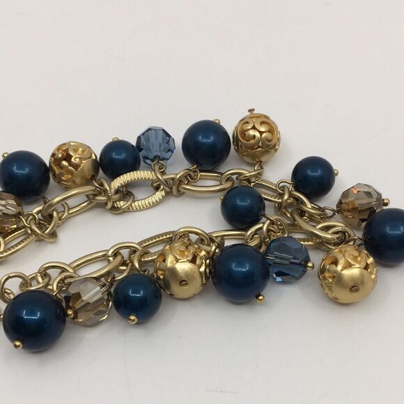 Brighton Bracelet Contempo Chic Gold & Navy Blue Faux Pearls Crystals - Picture 16 of 16